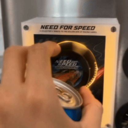 NFS Vinyl player on a fridge door