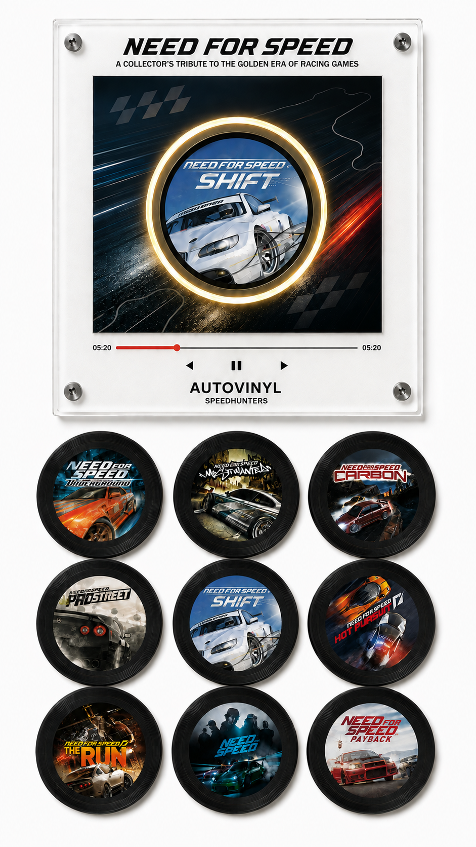 Need For Speed Vinyl Player with all nine discs